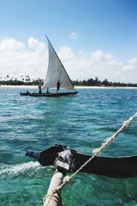 Boat sailing in sea