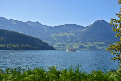 Scenic view of sea against clear sky