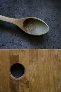 Directly above shot of bowl on wooden table