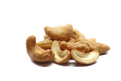 Close-up of bread against white background