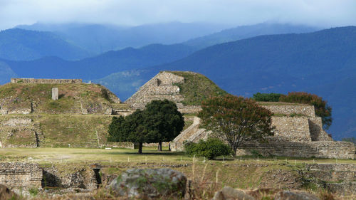 Old ruins with mountain in background