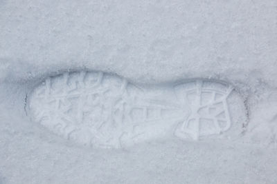 High angle view of snow covered land