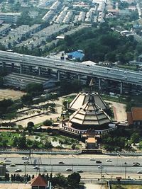 High angle view of city