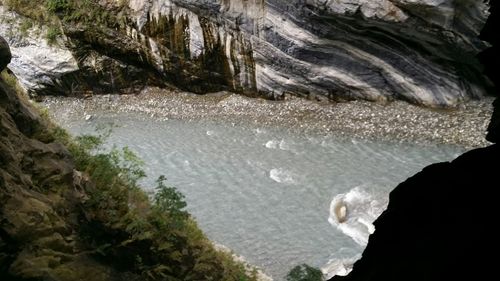 Close-up of rocks in water