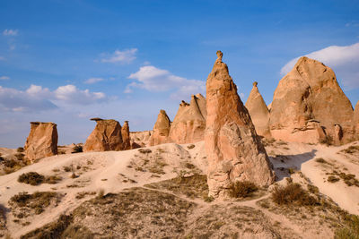 Rock formations on sunny day
