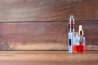 Close-up of bottle on table