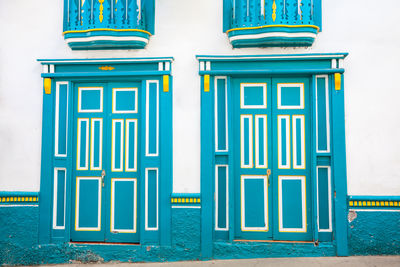 Beautiful houses at the heritage town of salamina located at the caldas department in colombia.