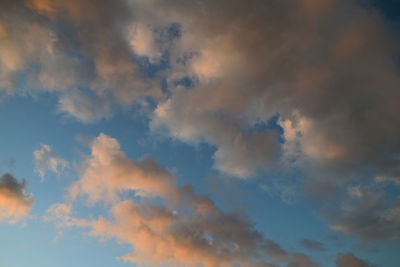 Low angle view of clouds in sky during sunset