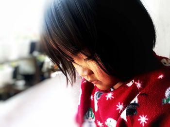 Portrait of girl looking down