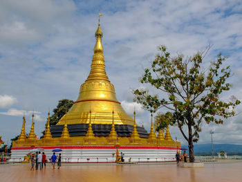 Picture of shwedagon pagoda is a beautiful golden pagoda on hilltop at tachileik, myanmar