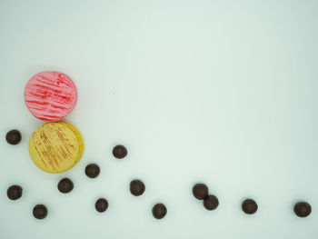 Close-up of cake against white background