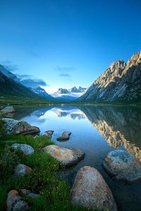 Scenic shot of calm countryside lake