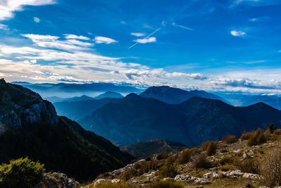 Scenic view of mountains against sky