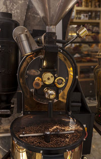 Close-up of espresso machine at cafe