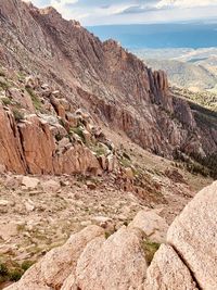 Scenic view of rocky mountains against sky