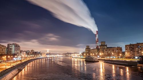 Illuminated cityscape at night