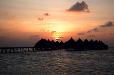 Silhouette of pier at sunset