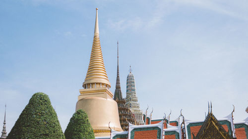 Low angle view of temple building against sky