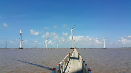 Windmills on landscape