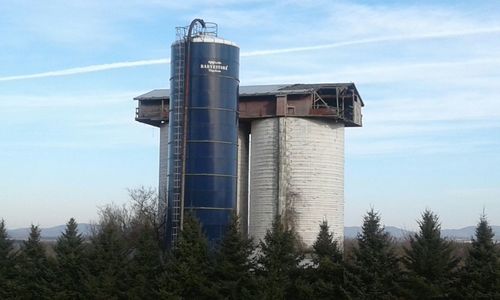 Low angle view of water tower against sky