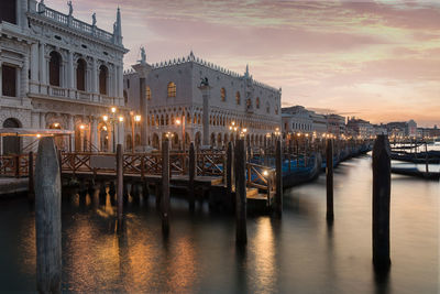 Illuminated buildings at waterfront