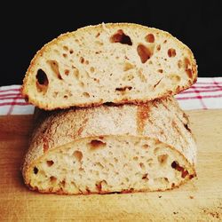 Close-up of bread in plate on table