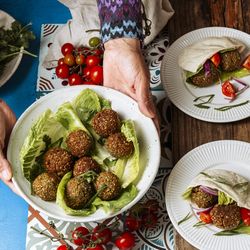 High angle view of strawberries in bowl on table