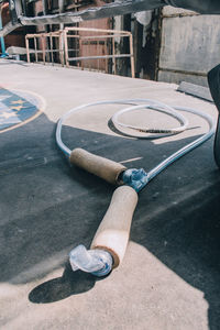 High angle view of skateboard on street