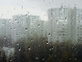 Close-up of water drops on glass window