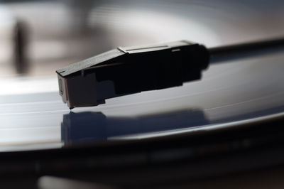 Close-up of record player