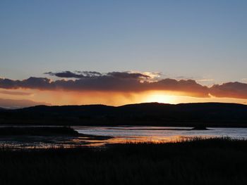 Scenic view of beach at sunset