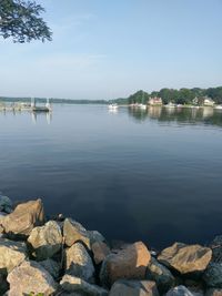 Scenic view of lake against sky