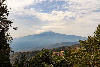 Scenic view of mountains against sky