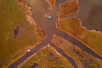 High angle view of people on land