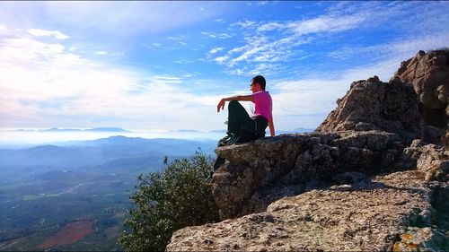 Man hiking on mountain