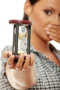 Close-up portrait of woman holding ice cream