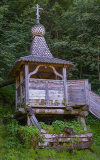 Built structure against trees