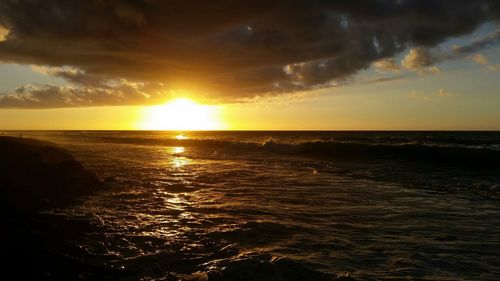 Scenic view of sea at sunset