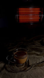 High angle view of tea cup on table