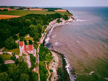 High angle view of beach