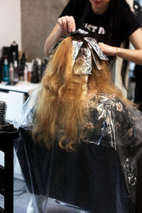 Hair coloring in a barber shop