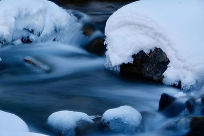 Close-up of frozen sea against sky