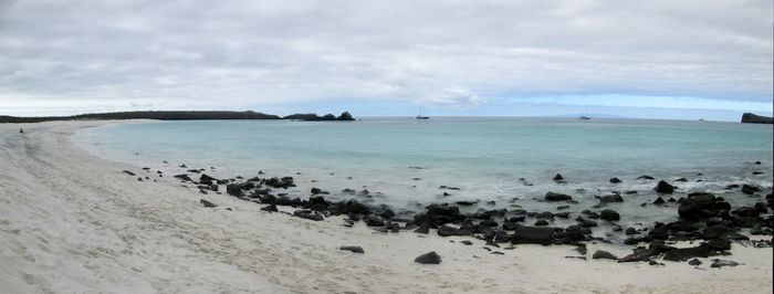 Scenic view of sea against cloudy sky