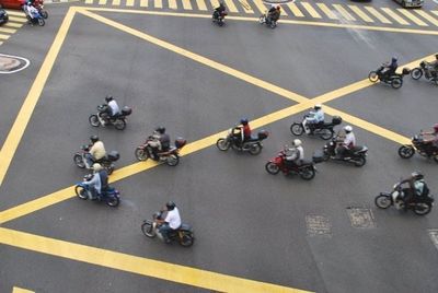 People walking on road