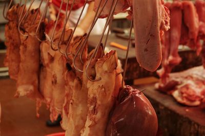 Close-up of meat hanging