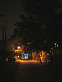 Illuminated street light at night