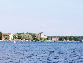 Scenic view of sea against clear sky