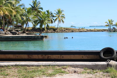 Scenic view of sea against clear sky