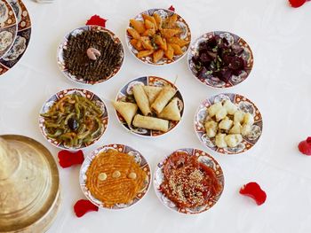 High angle view of food on table