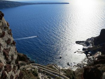 High angle view of sea against sky